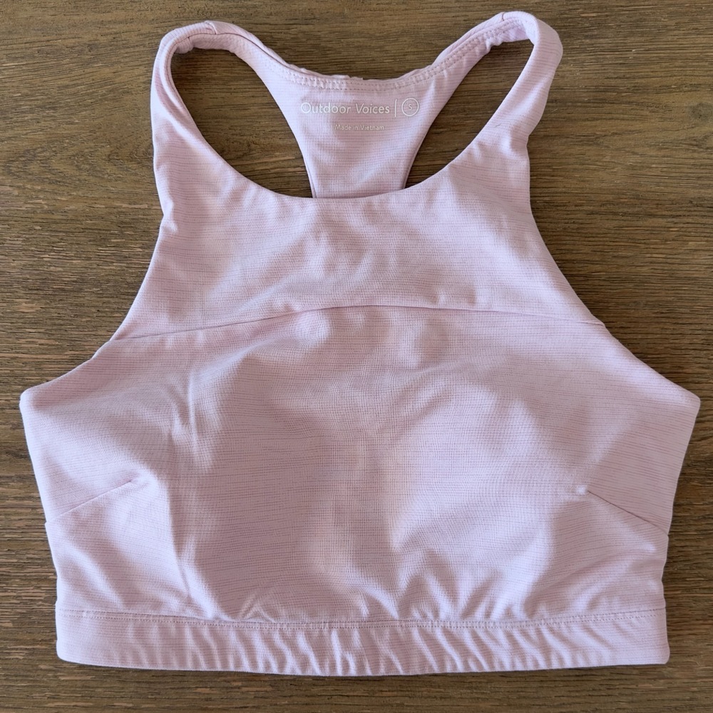 Outdoor Voices Light Pink High-Neck Racerback Sports Bra